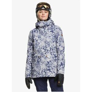 Roxy Gore-Tex Glade Gray & Blue Floral Printed Ski Winter Jacket S